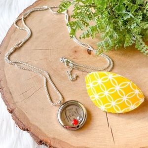 Origami Owl Locket Necklace Teacher Charms Teach Your Heart Out Apple Crystal